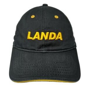 Landa Strapback Baseball Cap Black One Size Adjustable Embroidered 3 Point